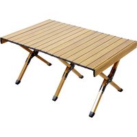 Table de camping pliable JAWINIO, table pliante portable en aluminium aspect bois