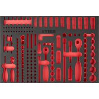 STIER Weichschaumeinlage (EVA) für Steckschlüssel-Satz 179-teilig, leer, für Werkbank und Werkstattwagen, 570 x 400 x 30 mm, mit eingefrästen Schnellfinder-Labels