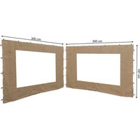 2 Seitenteile mit PE Fenster 300x197cm für Pavillon 3x3m Seitenwand Sand