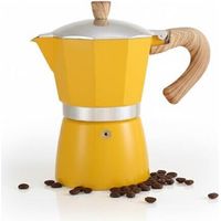 Cafetière italienne,300ml Cafetiere Moka, Cafetière à espresso pour la préparation d'espresso italien Compatible avec cuisinière à céramique cuisinière électrique gaz Compatible (Jaune)