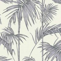 Vinyl Wallpaper Cream Silver Tropical Palm Leaf Metallic Textured Feature Wall