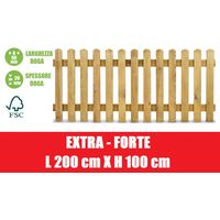 Steccato in Legno di Pino con Doghe - Dimensioni: L 200cm x H 100cm
