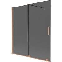 Mexen Velar mampara de ducha corredera de 2 hojas 150 x 150 cm, grafito, cobre cepillado - 896-150-000-41-65