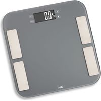 Balanza de baño ADE Malou con análisis corporal, hasta 180 kg, 33 x 33 cm, gris.