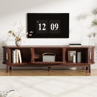 Mobile TV con 2 Ante Scorrevoli e 1 Anta a Ribalta, Stile Retrò, in MDF, 165×39,5×46 cm, Marrone