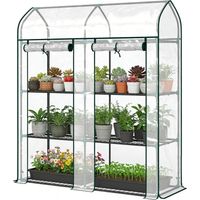 Petite serre de balcon 3 étagères, bâche PVC transparente, châssis acier, 143x46x165 cm