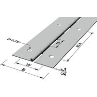 Stangenscharnier Scharnierbreite offen 32 mm Materialstärke 0,7 mm 1800 mm Eisen vermessingt