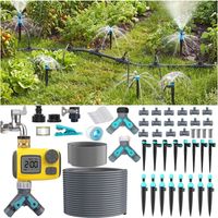 30 M Automatique Goutte à Goutte Kit D’irrigation Complet Avec Programmateur Pour Jardin,avec 3 Programmes D'irrigation Séparés, 3 Types de Goutteurs pour Pelouse/Serre/Terrasse