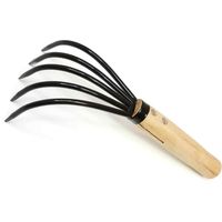 Hand Cultivator Garden Tool, Heavy Duty Hand Forged Carbon Steel, Small Hand Rake For Weeding, Digging, Cultivating, Leaf Gathering, Black1pcsbrown