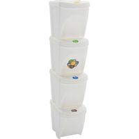 Contenedores de basura apilables 4 piezas 100 litros polipropileno blanco 020006036