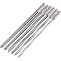 Juego de 6 puntas de destornillador Phillips magnético con vástago hexagonal de 150 mm y cabeza de cruz de 1/4" para destornillador eléctrico manual
