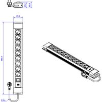 BACHMANN CONNECTUS 9xCEE7/3 1xInterruttore 2,0m CEE7/7 Grigio, BM005902