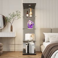 ADWOLT – Vitrine en verre avec LED – Vitrine Armoire pour Collection– vitrine– 4 niveaux– 36×42×164cm– noir