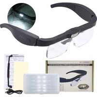 Wearable magnifying glass Magnifying Glasses with Light, Head Magnifier Glasses with 3 LED Lights and Detachable Lenses 0.75X, 1.25X,2.0X, 3.0X and 4.0X, Eyeglasses Magnifier for Hobby, Crafts, Readin