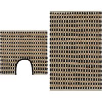 vidaXL Hand-Woven Jute Bathroom Mat Set Fabric Natural and Black