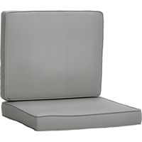 Outsunny – Coussins d'assise et de dossier pour fauteuil de jardin – Lot de 2 – Garnissage mousse haute densité 7 cm – Tissu polyester 180g/m² – Gris clair 56x52/56x46cm