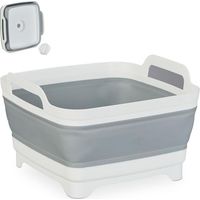 Spülbecken mit Abflusssystem, 9 Liter, H x B x T: 20 x 31 x 31 cm, Weiß und Grau