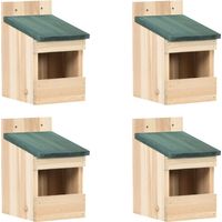 Vidaxl – Nichoirs en bois de sapin massif 4 pcs 12x16x20 cm – Conception en demi-boîte pour nettoyage facile – Accrochage rapide avec trous pré-percés
