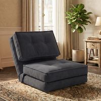 Fabulcozy Canapé Convertible 1 Place avec Dossier Réglable, Canapé Modulable pour Salon, Tissu en Velours Côtelé, Chambre ou Studio, Housse Amovible Facile à Nettoyer, 205×70×12cm, Gris