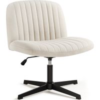 IWMH Chaise de Bureau, Chaise en tissu sans roulettes, Fauteuil pivotante réglable en hauteur sans accoudoirs, Siege de maquillage réglable en hauteur - Beige