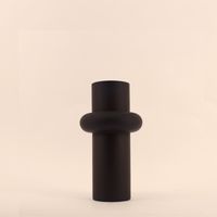 Vase anneau en verre noir, H20cm
