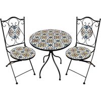 SET TAVOLO MOSAICO DA ESTERNO 'FIOCCO' Ø cm 60 x h.75 (tavolo) - cm 38 x 46-92 (sedie)