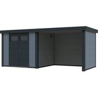 Caseta Metalica Jardin Novo Habitat Nh7 Con Terraza Gris Claro