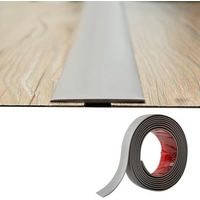 Bande de Transition Plate 2mm épaisseur PVC,5cm Large Bande de Seuil Fine Autoadhésive Barre de Seuil Souple Barre de Sol Baguette Seuil de Porte Profilé de Transition Joindre Espaces de Sol,2M Gris