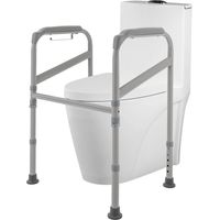 Toilettenhalter, Toilettenrahmen, Toilettenstuhl, Aufrichthilfe für die Toilette, höhenverstellbar mit rutschfestem Griff, Bodenmatte, Belastbarkeit 200 kg, für Personen