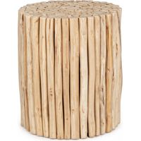Tavolino "Guadalupe" in rami di teak con finitura di nitrocellulosa per arredamento -Bianco