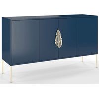 Commode Merlin 138 x 40 x 79 cm Bois - Bleu marine et doré