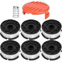 Lot de 6 bobines de tondeuse avec couvercle, pièces de rechange compatibles avec BLACKDECKER AF100