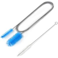 2 Brosses De Nettoyage Flexibles, Acier Inoxydable Et Nylon, Double Tête Pour Tuyaux, Aquariums Et Petits Espaces