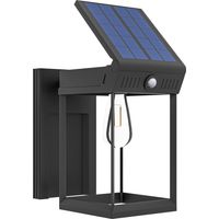 Aplique solar de pared LED para exteriores, luz blanca cálida regulable con sensor de luz IP44 para jardín y patio, color negro.