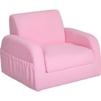 HOMCOM Sillón para Niños de 3 Años Sofá Transformable Diseño 2 en 1 Cama Infantil Plegable de 2 Posiciones con Reposabrazos Asiento Ancho Acolchado 47x45x38 cm Rosa