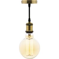 Kit suspension vintage avec câble textile et ampoule filament carbone Petit globe - Zenitech