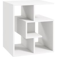 Table d'appoint blanche avec étagères de rangement pour salon ou chambre, 45 x 40 x 55 cm facile à assembler avec instructions incluses