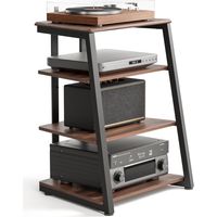 FITUEYES Meuble HiFi à 4 Etagères en Bois et Acier Support pour Platine Vinyle Meuble Audio/Vidéo Capacité de Charge Max. 50KG Structure Solide