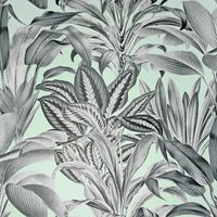 Greenhouse Plants Wallpaper Arthouse Tropical Jungle Grey Teal Blue