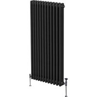 Radiatore Termosifone a 3 Colonne 1800mm x 562mm Moderno Centralizzato Nero in Acciaio Inox Verticale a Parete Cucina Soggiorno Bagno Kit di Fissaggio e Spazzola Inclusi