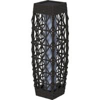 Lampe solaire extérieur rotin LED allumage automatique résistant intempéries structure métallique gris 20x20x68 cm