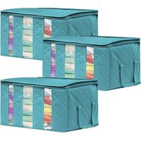 3 Piezas Bolsa de Almacenamiento Plegable de Gran Capacidad con Asa Reforzada y Cierre de Cremallera Estable, para Ropa de Cama, Edredones y Almohadas