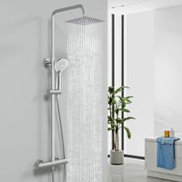 Biubiubath Bathroom Thermostatic Mixer Shower Set Chrome Exposed Twin Head Valve
