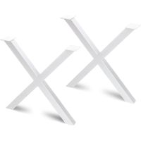 Emuca – Jeu de 2 pieds de table en croix – Acier peint blanc – Hauteur 695 mm – Capacité de charge 80 kg par pied