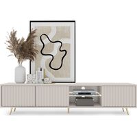 Selsey BELLO - Mueble TV - 175 cm - Frente de lamas - Taupe (Gris-Beige)