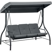 Schaukelbank, Hollywoodschaukel mit Sonnenschutz, Gartenschaukel, Verandaschaukel, 3 Sitze, Schaukelbett