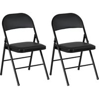 Juego de 2 Sillas Abatibles con Respaldo y Estructura de Acero para Oficina Estudio 45x46x78 cm Negro