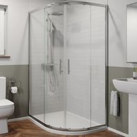 1200 x 800mm RH Offset Quadrant Shower Enclosure Framed 6mm Glass Tray & Waste