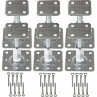 6 Supports De Poteaux, Réglable 90-160mm, Acier Galvanisé, Pour Pergola, Clôture
