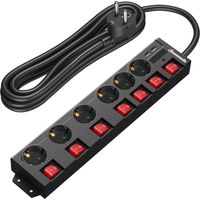 DEWENWILS 6-Fach Steckdosenleiste mit USB Einzeln Schaltbar 5 m Kabel Schwarz